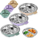 Stainless Steel Toddler Plates with Suction | Non-Slip Divided Baby Plates BPA Free & Non Toxic | Detachable Silicone Base| Dishwasher Safe | Unbreakable Kids Dinnerware 3-Pack by TinyTreasures Baby Boutique