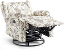 UIXE Swivel Rocker Manual Recliner Chair, Wingback Swivel Glider Fabric Nursery Reclining Sofa Chair, High Back Upholstered Arm Chair for Living Room Bedroom - Beige Plants by CozyNest Decor