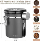 Veken Coffee Canister, Airtight Stainless Steel Kitchen Food Storage Container with Date Tracker and Scoop for Beans, Grounds, Tea, Flour, Cereal, Sugar, Cookies Jars, 16OZ Gray by CozyNest Decor