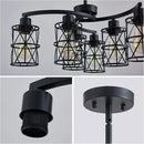 XINGQI Modern Black Chandelier 6-Light Pendant Lighting Fixture with Metal Shade 24" Height Adjustable for Dining Room Living Room Bedroom by CozyNest Decor