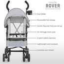 Dream On Me Rover Convenience Baby Stroller in Gray, Lightweight & Compact Umbrella Stroller, Easy one-Hand fold Travel Stroller, Lockable Rear Wheels, Removable & Adjustable Canopy by TinyTreasures Baby Boutique