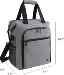 ALLCAMP 6 Bottle Wine Gift Bag - Insulated Tote Cooler, Adjustable Strap, Includes 6 Wine Glasses, Napkins & Corkscrew, Portable Travel Gifting(Gray) by TinyTreasures Baby Boutique