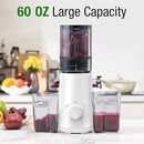 Juicer Machines, TUUMIIST Cold Press Juicer with 5.3" Extra Large Feed Chute Fit Whole Fruits & Vegetables Easy to Clean, High Juice Yield, BPA Free (White) by CozyNest Decor