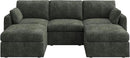 HONBAY Modular Sectional Sofa with Storage Seats, U Shaped Sectional Couch with Storage, Chenille Sectional Couches for Living Room, Green by CozyNest Decor