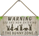 Easter Rabbit Sign Funny Bunny Wall Art Decor Rustic Bunny Wood Signs for Home Decorations Rabbit Lover Gifts for Women The Bunny Zone Sign 12x6 Inch by CozyNest Decor