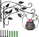 4 Leaves Style Metal Hanging Plant Brackets 12 inches x 9 inches, Pack of 2, Wall Mount Plant Hangers, Planter Hooks for Flower Baskets, Bird Feeders in Corridor/Patio/Porch/Garden by GreenHaven Gardens