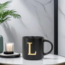 COLLECTIVE HOME - Monogram Ceramic Mugs, 15 oz Golden Initial Black Coffee Cups, Elegant Alphabet Tea Mugs, Elegant Personalized Mug with Gift Box, Unique Mug with Double Side Capital Lette (L) by CozyNest Decor