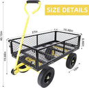 Heavy Duty 480 Lbs Capacity Mesh Steel Garden Cart Folding Utility Wagon with Removable Sides (Black+Yellow) by GreenHaven Gardens