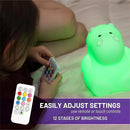 Lumipets Remote Control Silicone Night Light for Kids - Hippo Design with 9 Soft Colors & Sleep Timer - Rechargeable, Battery-Operated Lamp for Bedroom | Baby Nursery, Toddler, Girls, Boys by TinyTreasures Baby Boutique
