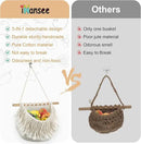 Hanging Baskets for Organizing, 3 Tier Detachable Wall Hanging Fruit Basket Over the Door Organizer for Fruit Vegetable Plant, Beige Boho Cotton Crocheted Fruit Holder for Kitchen Bathroom Bedroom by CozyNest Decor