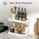 MARTY 2 Tier 15.75"x8.9" Large Countertop Shelf Organizer Spice Rack, Coffee Station Organizer for Mugs Cups, Wooden Shelf Desktop Storage Organizer for Kitchen Bathroom Home Office (White) by CozyNest Decor