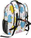 Duck Cartoon Doodle Custom Kids Backpack for Boy Girl, Personalized Waterproof Child School Travel Bag with Name, 16.5’’ X 12.2’’ X 5.9’’ by TinyTreasures Baby Boutique