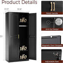 71" Metal Armoire Wardrobe Closet with 2 Doors, Tall Wardrobe Cabinet with Hanging Rod and Adjustable Shelves, Black Clothing Storage Cabinets for Bedroom, Laundry Room, Home Office by CozyNest Decor