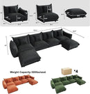 Modern Minimalist Chenille Modular Sectional Sofa, Oversized Deep-Seat U-Shaped Couch with Movable Ottoman, Thick Cushions, Upholstered Sofa for Living Room, Bedroom, Office, Apartment Black 2 Ottoman by CozyNest Decor