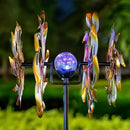 Solar Wind Spinners for Yard and Garden - 360° Metal Large Wind Sculptures Outdoor Clearance Kinetic Windmills with 4 Layer Jeweled Blades for Patio, Lawn Garden Decoration - 54Inch by CozyNest Decor