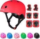 KAMUGO Kids Adjustable Helmet, with Sports Protective Gear Set Knee Elbow Wrist Pads for Toddler Age 2-8 Boys Girls, Bike Skateboard Hoverboard Scooter Rollerblading Helmet Set by TinyTreasures Baby Boutique