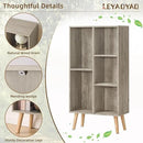 5 Cube Small Bookshelf,3 Tier Mid-Century Modern Bookcase with Legs,Wood Bookshelves Storage Organizer Shelf,Free Standing Narrow Book Shelves,Rustic Grey Corner Bookcases for Bedroom,Living Room by CozyNest Decor