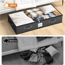 SpaceWhisper 90L Under Bed Storage Containers, 8-Pack Storage Bins with Clear Top, Foldable Closet Organizers and Storage with Label Holder for Clothing, Blankets, Comforter & Pillows (Grey) by CozyNest Decor