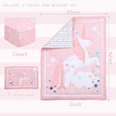 UOMNY Crib Bedding Set for Girls - Pink Baby Nursery Sets 3 Pieces Quilt Comforter Fitted Sheet Toddler Pillowcase Soft Star by TinyTreasures Baby Boutique
