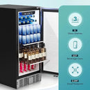 EUHOMY Beverage Refrigerator 15 Inch, Under Counter 127 Can Beverage Fridge with Stainless Steel Door, Beverage Cooler Built-in and Undercounter Drink Fridge - Soda Cola by CozyNest Decor