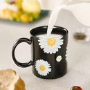 12Oz Daisy floral Black Ceramic Mug, Mug for Daily Coffee and Tea, Lead-free Microwave and Dishwasher Safe Coffee Mug, Perfect gifts for Women and men by CozyNest Decor