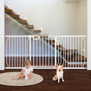 owlie Baby Gate with Door 66-75 Inch, Extra Wide Stair Gates for Kids Adjustable Wide Dog Pet Gate Stairway Large Baby Gates Pressure Mount for Pets for House Stairway Doorway White (30.5'' Tall) by TinyTreasures Baby Boutique