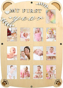 My First Year Picture Frame,One Year Of Photo Board, Baby's First Twelve Months Photo Collage and Gender Neutral Keepsake, Ideal for Baby Shower,New Mom Keepsake Gift and Nursery Decor - With Stand (Cat sign) by TinyTreasures Baby Boutique
