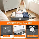SpaceWhisper 90L Under Bed Storage Containers, 2-Pack Storage Bins with Clear Top, Foldable Closet Organizers and Storage with Label Holder for Clothing, Blankets, Comforter & Pillows (Grey) by CozyNest Decor