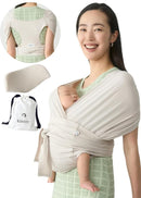 Konny Baby Carrier Flex SoftBreeze with Head Support - Adjustable, Easy to Wear Baby Wrap Sling, Perfect for Newborn Babies Essentials up to 44 lbs (XS-XL) - Neutral Beige by TinyTreasures Baby Boutique