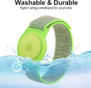Kids Wristband Protective Case Compatible with Apple AirTag, Adjustable Nylon Bracelet for Air Tag GPS Tracker Holder with Anti Lost Watchband for Toddler Child Kids (Green+Blue) by TinyTreasures Baby Boutique