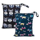 ALVABABY 2pcs Cloth Diaper Wet Dry Bags Waterproof Reusable with Two Zippered Pockets Travel Beach Pool Daycare Soiled Baby Items Yoga Gym Bag for Swimsuits or Wet Clothes L93107 by TinyTreasures Baby Boutique