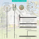Wind Spinners Outdoor Wind Spinner Metal 13” Dia Wind Spinners for Yard and Garden Decor Pinwheels Wind Sculptures & Spinners(57” H) by GreenHaven Gardens