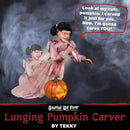Haunted Hill Farm Lunging Pumpkin Carver Zombie Girl by Tekky, Motion-Activated Talking Halloween Animatronic for Indoor or Covered Outdoor Creepy Halloween Decorations, Plug-in or Battery Operated by CozyNest Decor