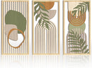 IARTTOP Boho Mid-century Modern Wood Wall Art 16x32 Inch Large Green Abstract Wood Wall Decor Mid Century Bohemian Artwork for Bedroom Living Room Office Kitchen Set of 3 by CozyNest Decor