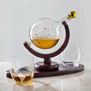 Whiskey Decanter Globe Set with 2 Etched Whiskey Glasses - for Liquor Scotch Bourbon Vodka, Gifts For Men - 850ml by CozyNest Decor
