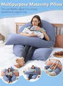 Meiz Pregnancy Pillows, Cooling Silky Pregnancy Pillows for Sleeping, 65" U Shaped Full Body Maternity Pillow for Pregnant Women, with Washable Jersey Cotton Cover, Blue by TinyTreasures Baby Boutique