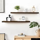 Floating Shelves 36 Inches Long - 8 Inch Deep Rustic Solid Pine Wood for Storage - Farmhouse Wall Mounted for Living Room - Heavy-Duty Metal Bracket - 36" W x 8" D - Set of 2 - American Walnut Color by CozyNest Decor