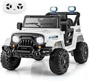 Costzon 12V Kids Ride on Truck Car, Electric Vehicle w/Remote Control, Threaded Wheels, 3 Speeds, LED Lights, Music, Horn & Wireless Connection, Battery Powered Ride on Toy for Boys & Girls 3+ (White) by TinyTreasures Baby Boutique