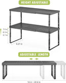 Expandable Cabinet Organizer Shelf With Adjustable Height, Stackable Kitchen Countertop Organizer Rack, Adjustable Shelf Riser For Kitchen Counter, Pantry, Cupboard, Desk, Tabletop