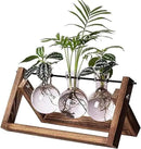 Kingbuy Plant Terrarium Propagation Station - 3 Glass Bulb Vases with Retro Wooden Stand Boho Desktop Planter for Hydroponics Home Garden Indoor Home Office Decor Unique Gifts for Women & Plant Lovers by GreenHaven Gardens