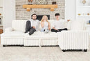Belffin Corduroy Sleeper Sofa Bed with Storage Chaise Modular Sectional Sofa Couch with Pull Out Bed L Shaped Sectional Couches for Living Room White Couch by CozyNest Decor
