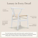 POLY & BARK Weave Dining Chairs – Mid-Century Modern Wishbone Dining Chairs with Arms, Solid Wood Frame, Indoor Use – White – Set of 2 - Ideal for Dining Room, Kitchen or Stylish Accent Setting by CozyNest Decor