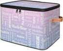 Custom Storage Basket with Name, Personalized Storage Bins with Zipper Lid, Foldable Fabric Storage Box Large capacity with Handle Pink Purple by TinyTreasures Baby Boutique