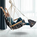 Patio Swing Chair with Adjustable Footrest & Headrest-Quilted Fabric&Steel Spreader Bar, Wooden Armrests for Porch/Garden;350lbs Capacity;Hardware kit Included Dark Grey by GreenHaven Gardens