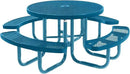 Heavy-Duty Portable Outdoor Picnic Table with Umbrella Hole, Expanded Metal Commercial-Grade Patio Furniture Made in America (46" Round Top, Light Blue with Light Blue Frames) by GreenHaven Gardens
