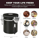 ShanSon Coffee Canister Airtight Coffee Container Stainless Steel Coffee Bean Storage Container with Scoop Coffee Canister for Beans Grounds Sugar Flour Tea Cereal,16OZ, Black by CozyNest Decor