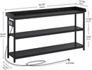 IRONCK Console Table, Sofa Table with Power Outlet, Farmhouse Hallway Table for Entryway, Living Room, Height Adjustable, Easy Assembly, Vintage Black,55"