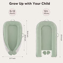 Baby Lounger - Infant Lounger Pillow for Newborn 0-24 Months, Soft, Breathable & Portable Baby Lounger Pillow for Boys & Girls, Cozy Baby Floor Seat for Home & Travel (Green) by TinyTreasures Baby Boutique
