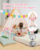 6 Pack Teepee Tent for Kids with Inflatable Airbed, Light, Toddler Tent Children Room Tents, Slumber Party Sleepover Tents, Indoor Outdoor Kids Playtent Playhouse for Girls & Boys by TinyTreasures Baby Boutique