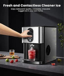 Nugget Ice Makers Countertop, Pellet Ice Maker Machine Dispenser with Water Reservoir with 44lbs/24H, Self-Cleaning, Soft Chewable Ice Maker Machine for Home/Kitchen/Office, Silver Stainless by CozyNest Decor